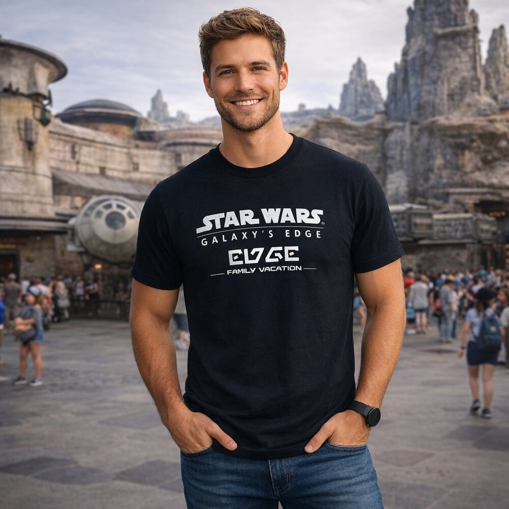 Disney Parks Star Wars Men's Medium M Black Galaxy's Edge Family Vacation Tee